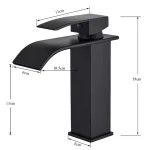 Black Waterfall Bathroom Faucet Basin Vanity Vessel Sinks Mixer Tap Cold And Hot Water Tap Single Hole Bath Sink Faucets Crane 2