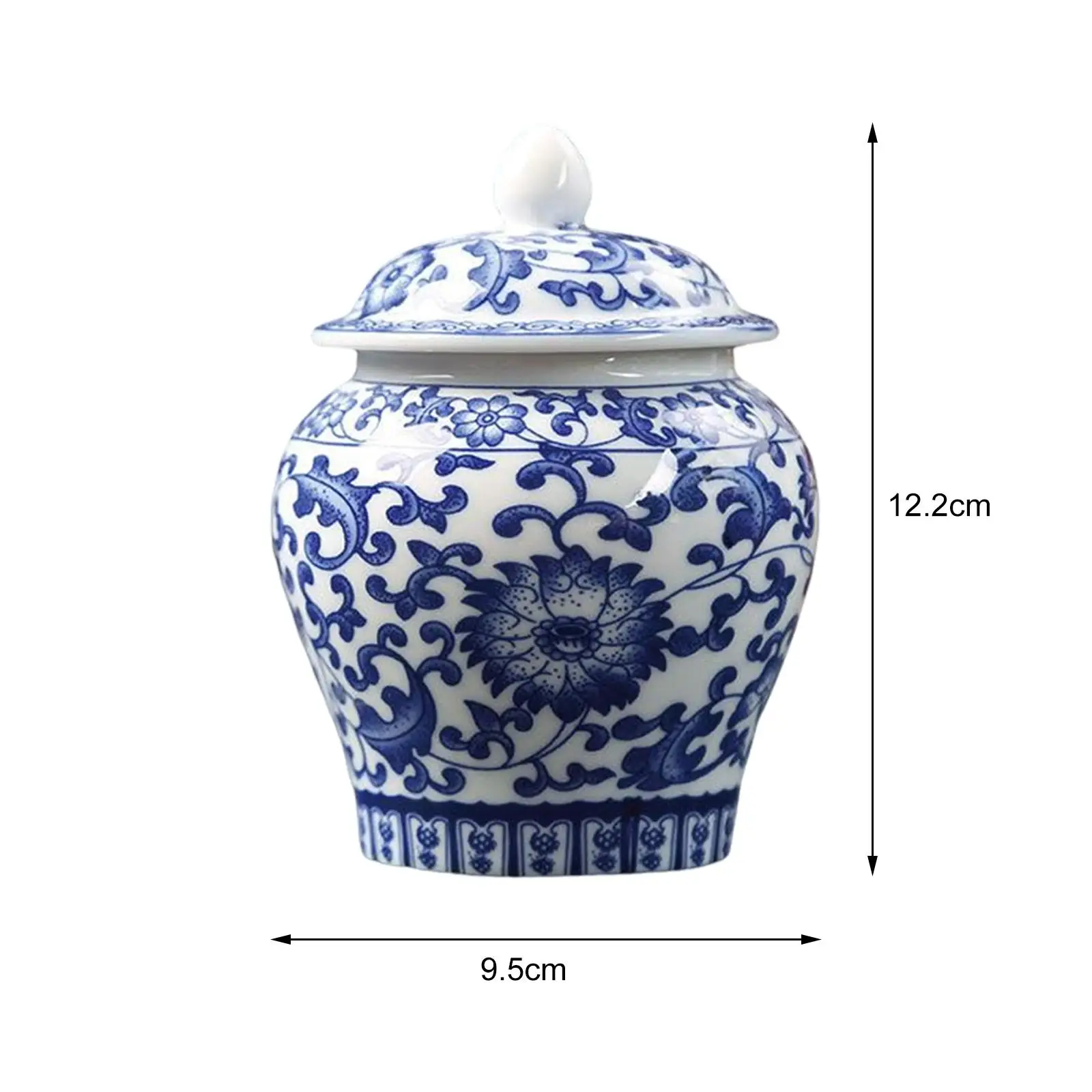 Chinese Blue White Porcelain Decorative Temple Jar Vase with