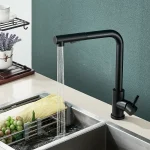 Free Shipping  Black Pull Out Kitchen Sink Faucet Two Model Stream Sprayer Nozzle Stainless Steel Hot Cold Wate Mixer Tap Deck 3