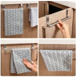 Towel Rack Over Door Stainless Steel Towel Bar Storage Organizer Bathroom Kitchen Cabinet Door Hanging Towel Rack 5