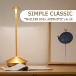 Rechargeable Cone Head Touch Sensor LED Table Lamp - 3 CCT Stepless Dimming for Restaurant Hotel Bedroom Bar Home Decor 3