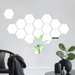 12PCS/Lot Geometric Solid Hexagonal Mirror Wall Stickers DIY With Built-in Adhesive and Removable Home Decoration 5