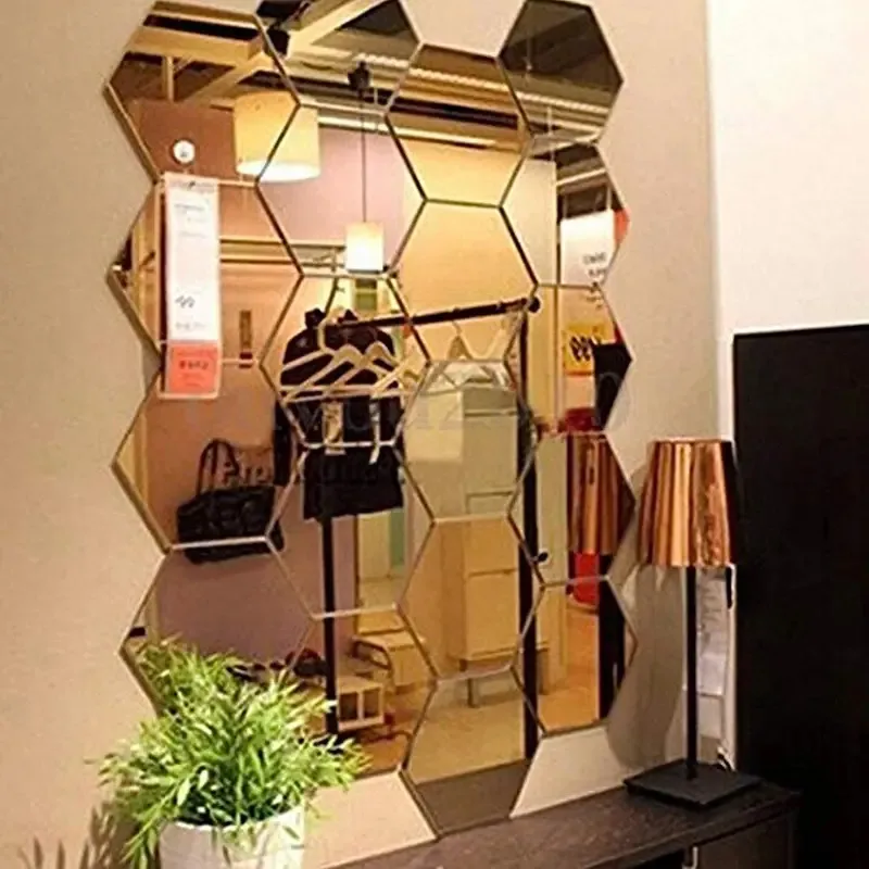 6/12pc Hexagon Mirror Wall Stickers 3D DIY Acrylic Mirror Sticker Self Adhesive Decals Removable Living Room Bathroom Home Decor 6/12pc Hexagon Mirror Wall Stickers 3D DIY Acrylic Mirror Sticker Self Adhesive Decals Removable Living Room Bathroom Home Decor