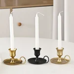 Metal Candle Holder Desktop Candlestick Adornment Candle Holder With Handle Centerpiece Dining Table Wedding Festive Decoration 4