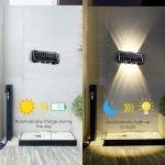 Solar Wall Lamp Outdoor Warm Light Waterproof Up And Down Luminous Lighting Balcony Yard Garden Decoration Lights Exterior Wall 4