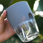 Transparent Double Layer Plastic Flower Pot Self Watering Flowerpot Cotton Rope Watering Small Plant Pot with Injection Port 3