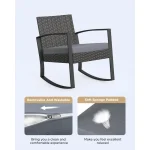 3 Pieces Patio Furniture Set Rocking Bistro Set Outdoor Rattan Conversation with Coffee Table for Garden Balcony Backyard Poolsi 2