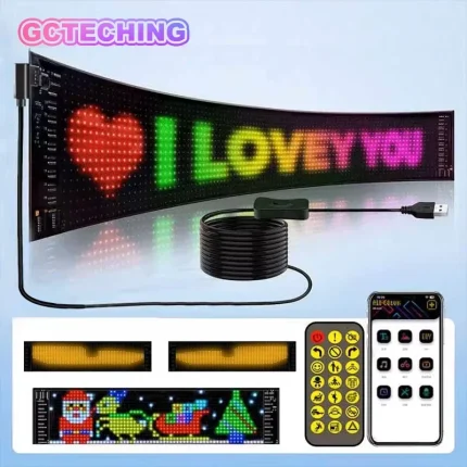 Led Eyes For Truck Led Matrix Panel RGB LED Car Panel DIY Programmable Bluetooth App Control Scrolling  Light