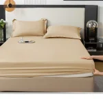 1Pc Fitted Bed Sheet With Elastic Band Solid Color Anti-slip Adjustable Mattress Cover for Single Double (No Pillowcase） 6