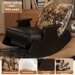 Solid wood retro rocking chair, balcony lounge chair, lazy sofa chair, living room adult leisure chair, single rocking chair 5