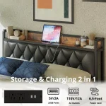 ANCTOR Bed Frames, Twin Queen CaliforniaKing Size Storage Headboard Outlets Easy Install Sturdy Stable, No Noise No Box Springs 6