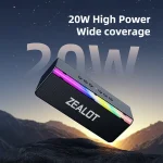 Zealot-S72 Outdoor Bluetooth Speaker 20W Superior Sound and Bass Music Sound Box IPX6 Waterproof 10H Playtime Portable Speaker 3