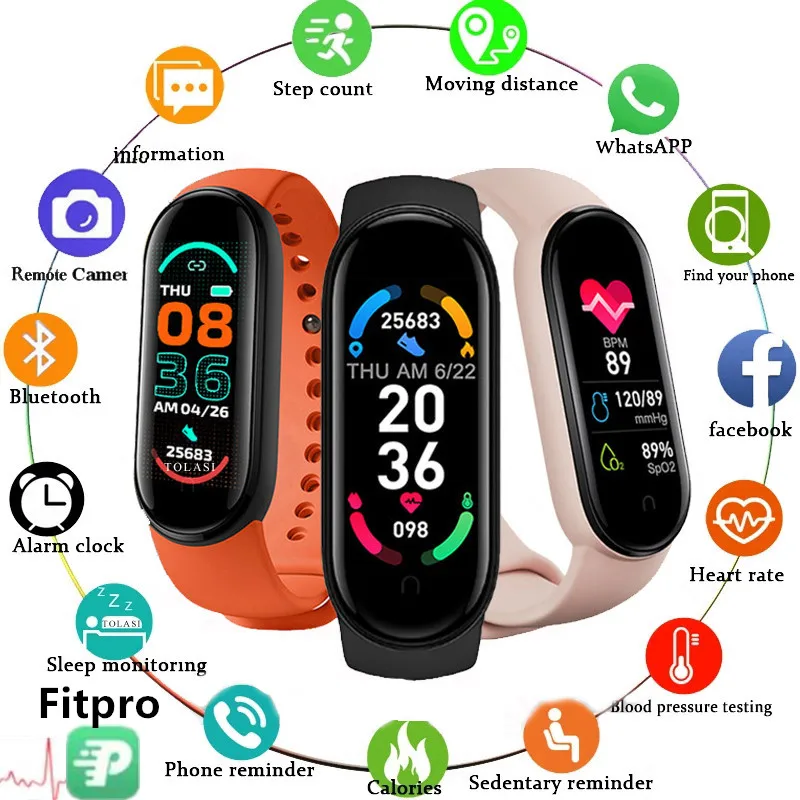 M6 Smart Watch Men Women Fitness Smart Bracelet Sports Band Heart Rate Blood Pressure Monitor Waterproof Multi-function Watches M6 Smart Watch Men Women Fitness Smart Bracelet Sports Band Heart Rate Blood Pressure Monitor Waterproof Multi-function Watches