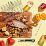 Grill Basket Folding Portable Stainless Steel BBQ Grill Basket With Handle for Fish Vegetables Shrimp Cooking Accessories 5