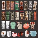 Hawaii Ceramic Tiki Mug Creative Cocktail Cup Easter Island Tiki Mugs Halloween Gift for Bar Tool