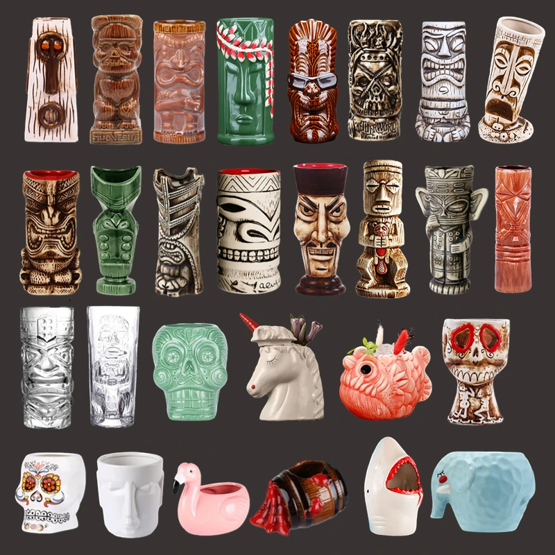 Hawaii Ceramic Tiki Mug Creative Cocktail Cup Easter Island Tiki Mugs Halloween Gift for Bar Tool Hawaii Ceramic Tiki Mug Creative Cocktail Cup Easter Island Tiki Mugs Halloween Gift for Bar Tool