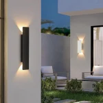 Outdoor Waterproof Wall Lamps Strip Aluminum Wall Lights 18W LED Black Wall Lamp Bedroom Exterior Outdoor Lighting Fixtures 6