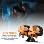 Dual Head 6 Blade Heat Powered Stove Fan with Carrying Handle and Overheating Protection Portable Heat Fan 4
