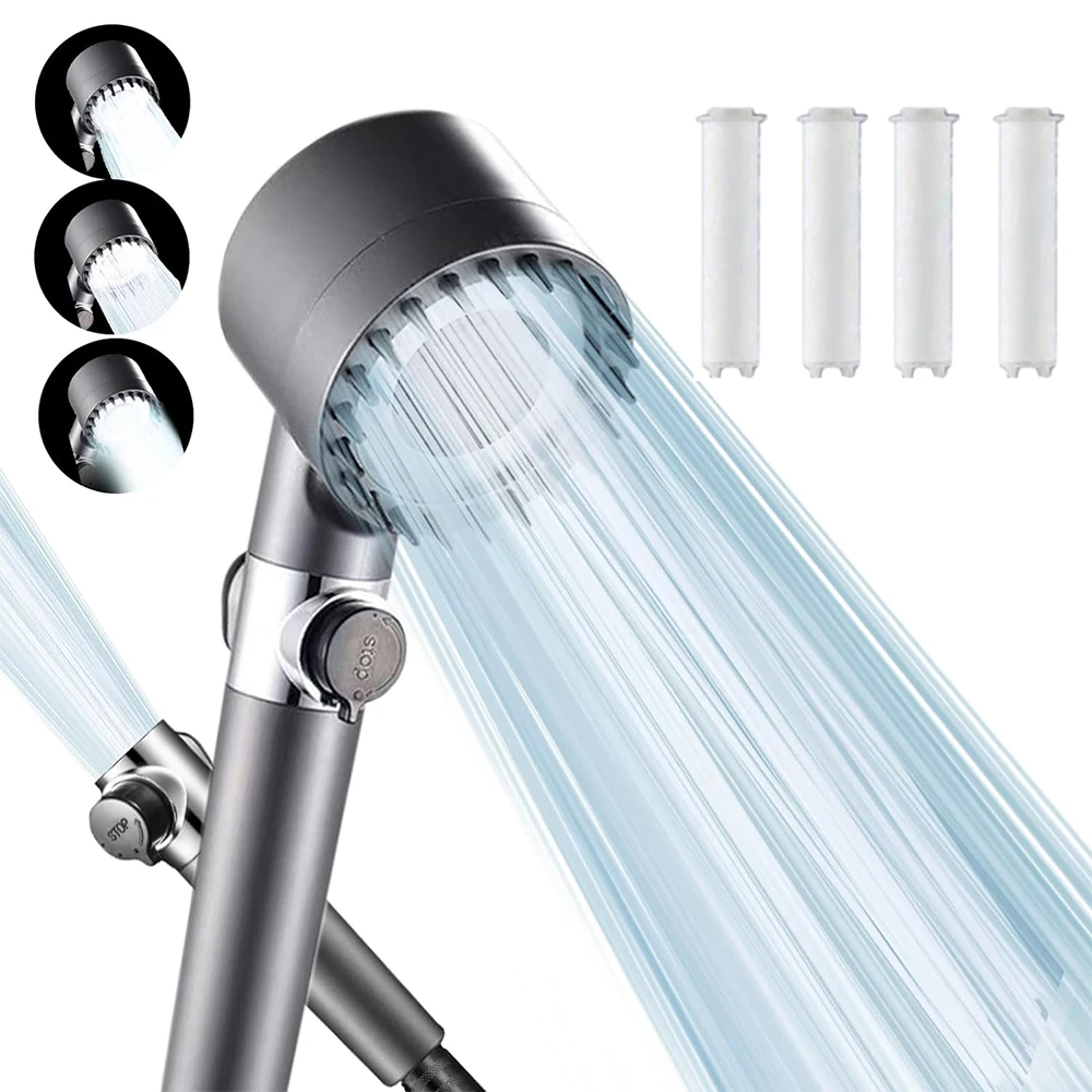 3 Modes Handheld Shower Head with Massage Brush Cotton Filters One-click Stop Water Saving High Pressure Showerhead for Bathroom 3 Modes Handheld Shower Head with Massage Brush Cotton Filters One-click Stop Water Saving High Pressure Showerhead for Bathroom