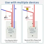 Tuya US WiFi Smart Wall Switch RF433 1/2/3/4 Gang No Neutral Wire Touch Sensor LED Light Switches Smart Home Alexa Google Home 6