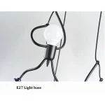 Vintage Iron Little Man Modern Arts Chandelier LED Ceiling Lamp Home Living Room Children Bedroom Decor Black E27 Pendant Lights 6