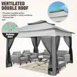 11x11ft Pop Up Gazebo Pavilion With Mosquito Netting Outdoor Canopy Tent With Carry Bag Gazebo For Garden Backyard Lawn Patio 4