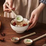 Cute Ceramic Flower Soup Spoon Kawaii Korean Ice Cream Hand Painted Dessert Spoon With Long Handle Kitchen Tableware Accessories 3