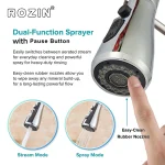 Rozin Chrome Kitchen Faucet Deck Mounted Pull Out Spout Kitchen Sink Mixer Tap Single Level Stream Sprayer Nozzle Mixer Tap 3