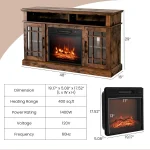 Electric Fireplace TV Stand for TVs Up to 55 Inches, 18-Inch Fireplace Insert with Remote, Overheat Protection,, Customized 6