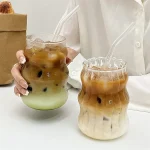 1pc Glass Cup 530ml Water Glasses Stripe Mug Heat-resistant Tumbler Drinkware Perfect For Tea Juice Milk Coffee For Party 4
