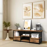 55" TV Stand with Fabric Drawers-Brown 6