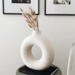 Nordic Vase Circular Hollow Ceramic Donuts Flower Pot Home Living Room Decoration Accessories Interior Office Desktop Decor Gift 3
