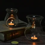 Nordic Home Decor Glass Candle Heat Resistant Oil Furnace Aroma Burner Holder Candlestick Vase Romantic Wedding Decoration 4