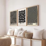 Abstract Orange Bauhaus Geometric Poster Pop Art Sunrise & Bicycle Wall Art Prints for Modern Living Room Dormitory Home Decor 2
