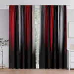 2pcs Gradient Color Curtains, Red Black Grey Ombre Pattern, Modern Style Living Room Bedroom Decor, with Rod Pocket