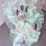 1 Yard Mermaid Pleated Flower Lace Magic Color Laser Gradient For Wedding Wave Striped Decoration Cloth Wide 15CM 4