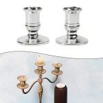 2pcs Taper Candle Holders Candlestick Silver Gold Rod Wax Base For Wedding Party Festival Candlestick Home Decor Candle Holders 2