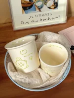 Colorful polka dot smiling face holding cup ceramic coffee cup 6