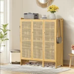 Bamboo Shoes Rack Organizer Cabinet with Doors and 6 Tiers Shelves for for Entryway Hallway 6