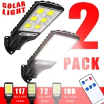 108 LED Solar Lights Outdoor With 3 Mode Waterproof Motion Sensor Security Lighting LED Wall Street Lamp for Garden Patio Path