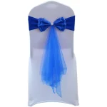 Wedding Decoration Elegant Ready Made Bow Tie Spandex Chair Sashes with Organza Long Tail Birthday Holiday Celebration 5