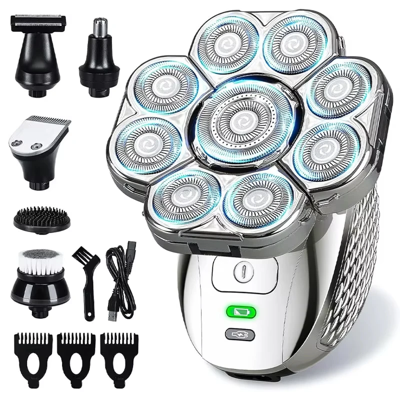 4D Head Shavers for Bald Men, Upgraded 9 Floating Heads 6-in-1 Rechargeable Waterproof Wet Dry Bald Head Shavers for Men 4D Head Shavers for Bald Men, Upgraded 9 Floating Heads 6-in-1 Rechargeable Waterproof Wet Dry Bald Head Shavers for Men