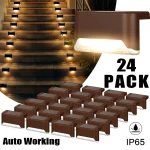 1-24PCS IP65 Waterproof Solar Garden Light Outdoor LED Solar Power Deck Lamps for Railing Stairs Step Fence Yard Patio Pathway