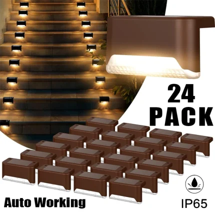 1-24PCS IP65 Waterproof Solar Garden Light Outdoor LED Solar Power Deck Lamps for Railing Stairs Step Fence Yard Patio Pathway