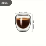 6pcs Double Wall Glass Cup 80ml Cute Mugs Coffee Cups Drinking Glasses for Drinks Personalized Mug Beer Tea Cup Set 6