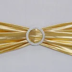 10/50/100pc Wedding Chair Decoration Chair Sashes Bow Shiny Metallic Chair Knot Bands Tie With Round Buckle For Party Banquet 3
