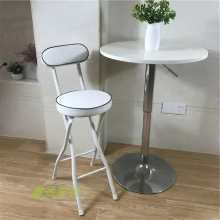 Modern Foldable Bar Stool with Backrest Portable High Chair for Home Cash Register Simple Design Kitchen Counter Height Chair