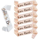1Set Rose Gold Team Bride To Be Satin Sash Bachelorette Party Decoration Girls Hen Party Wedding Bridal Shower Decor Supplies