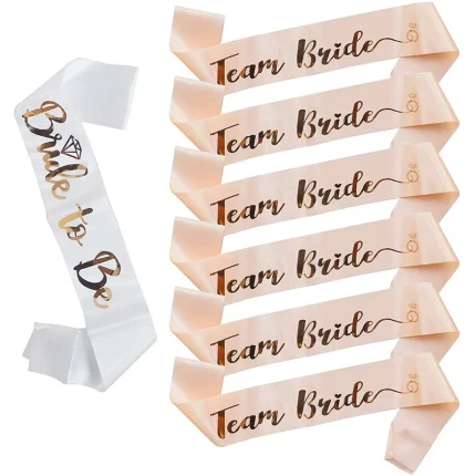 1Set Rose Gold Team Bride To Be Satin Sash Bachelorette Party Decoration Girls Hen Party Wedding Bridal Shower Decor Supplies