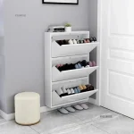 Steel Narrow Shoe Rack Home Aesthetic Living Room Furniture Tilted Vertical Storage Hallway Shoe Cabinets n 3